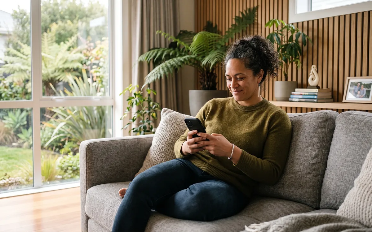 New Zealander relaxed at home after sorting a personal loan through Lending Room