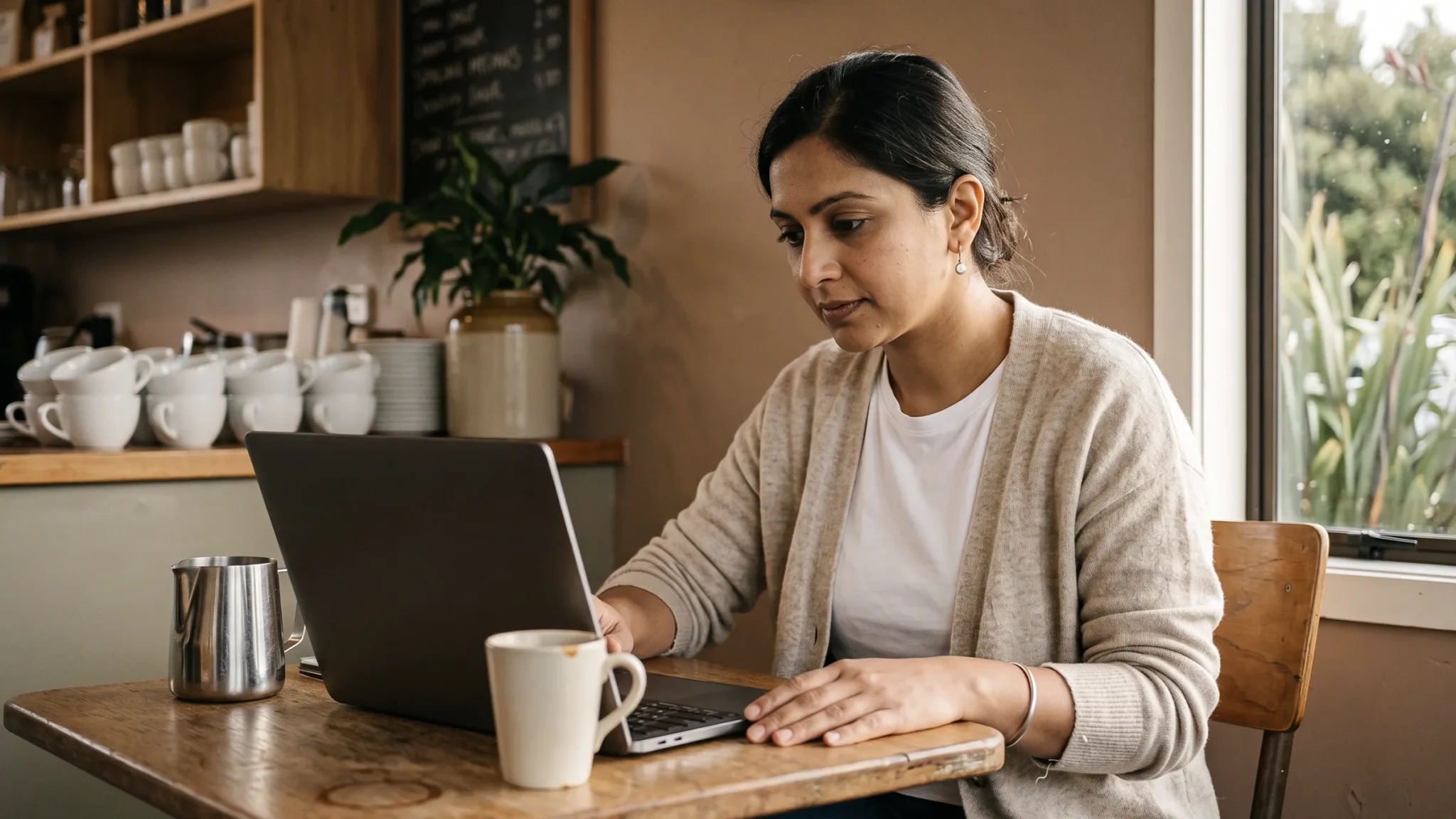 Small business owner arranging business finance online in NZ, Lending Room